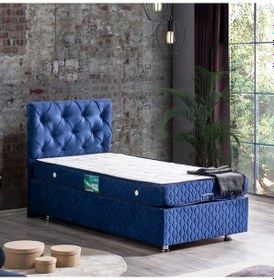 Resim Setaymobilya Baza, Vita Lacivert Tek Kişilik Baza + Başlık + Comfort Yatak 