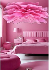 Resim Şeker Pembe Bohem Model Sarkıt Avize - Salon, Yatak Odası Ve Çocuk Odası İçin Aydınlatma Şeker Pembe 