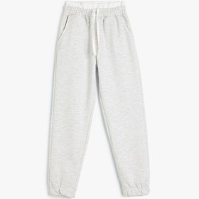 Resim Koton Basic Jogger Eşofman Altı Beli Lastikli Çift Bel Detaylı Kar Melanj 5wkg40230ak Gri Melanj 