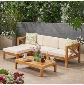 Resim Widecross Masif Kestane Ahşap Bahçe Balkon Köşe Takımı Sehpasız 