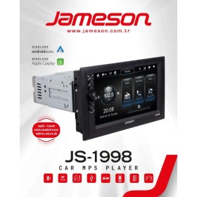 Resim Jameson JS-1998 7'' Tek Din Kablosuz Carplay Bluetooth USB FM MP3 Arka Kısa Teyp Kamera Hediyeli 