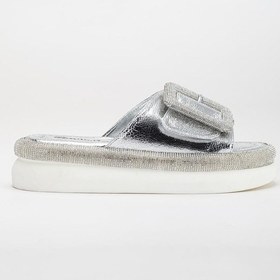 Resim Kadın Taşlı Dolgu Topuk Terlik Gümüş Taban Taş Detaylı-3756 Gümüş 