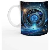 Resim Kova Burcu Baskılı Kahve Kupası - Zamanın Çarkları Astroloji Mekanizması Vs3 