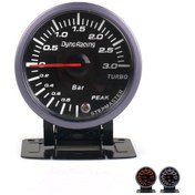 Resim Araba Modifiye Turboşarj Aleti 2,5 İnç 60 Mm Siyah Yüz Gösterge Standı 0-3 Bar Beyaz Işık 1629 