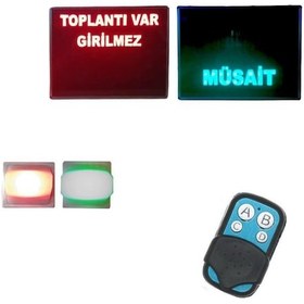 Resim Kumandalı Renkli Ledli Toplantı Var Girilmez/müsait Yazısı Kasa: 26x20 Cm 