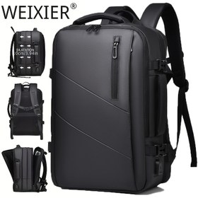 Resim WEIXIER 2024 Yeni Büyük Kapasiteli Seyahat Sırt Çantası, Genişletilebilir Çift Omuz Bilgisayar Çantası, Casual Tarz, Hafif Nylon, Ayarlanabilir Askı, Fermuar Kapatma, Polyester Astar, USB Şarj, Islak Bezi Temiz, Pille Çalışmaz - Dışarı Çıkma İçin İdeal 
