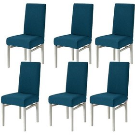 Resim 6li Sandalye Kılıfı Yıkanabilir Likralı Esnek Lastikli Sandalye Örtü 6li Paket Petrol Mavi 