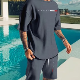 Resim Erkeklerin Trend Moda Harf Desenli 3D Baskılı Takım Elbisesi 