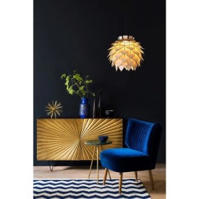 Resim PremiumPort Şık Bej Dekoratif Avize Sarkıt Abajur Lambader Şapkası 