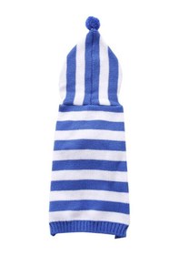 Resim Köpek Kapşonlu, Kapşonlu Çizgili Mavi Köpek Kazak, Sıcak Evcil Hayvan Kazak Kazak, Köpek Kıyafeti Ceket Giyim Beden S 