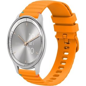 Resim Garmin Move Trend İçin Dalgalı Noktalı Dikişli 20mm Silikon Saat Bandı Amber Sarı 