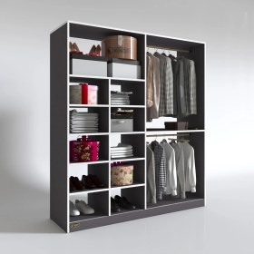 Resim Kenzlife giysi dolabı fikret 180*180*45 gri gardırop 