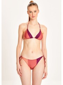 Resim Too Salty Swimwear Kadın Çok Renkli Parçalı Örgü Detaylı Üçgen Bikini Takımı 24s118st Renkli 