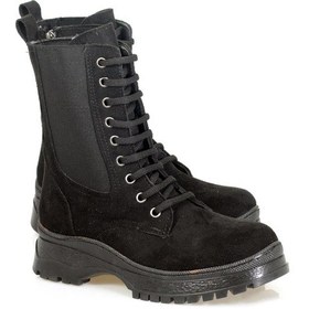 Resim Siyah Süet Yanı Lastikli Fermuarlı Bayan Günlük Bot Siyah 