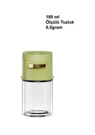 Resim 0,5 Gram Ölçülü Cam Tuzluk Biberlik, Baharatlık Yeşil 