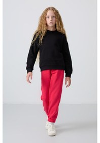 Resim Tommy Life Siyah Pamuklu İçi Tüylü Yumuşak Dokulu Oversize Nakışlı Kız Çocuk Sweatshirt - 75150 Siyah 