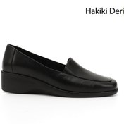 Resim GÖNDERİ(R) Kadın Siyah Dolgu Taban Hakiki Deri Ayakkabı 