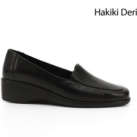 Resim GÖNDERİ(R) Kadın Siyah Dolgu Taban Hakiki Deri Ayakkabı 
