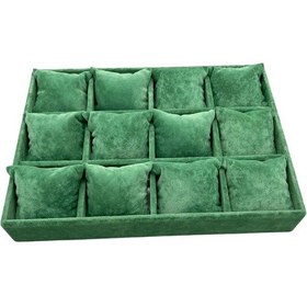 Resim Tokyo Model Süet Kumaş Yeşil Renk 34/24 Cm Yastıklı Çekmece Içi Saat Ve Takı Kutusu 