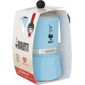 Resim Bialetti Rainbow Mavi Mokapot 3 Cup (Bialetti Aluminum Moka Pot Rainbow 3 Cup Light Blue) 