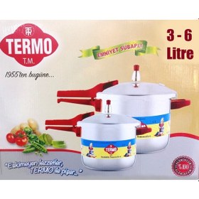 Resim Termo 3 - 6 Litre 2li Düdüklü Tencere TEK KAPAKLI %100 Alüminyum Pres Baskı Bordo 