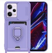 Resim m.tk moveteck Xiaomi Poco X5 Pro 5g Kılıf Kamera Lens Sürgülü Korumalı Kartvizitli Silikon Kapak Boyun Ip Askılı 