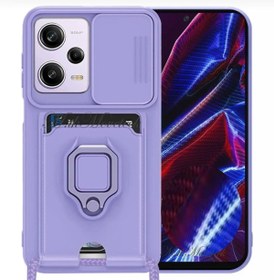 Resim m.tk moveteck Xiaomi Poco X5 Pro 5g Kılıf Kamera Lens Sürgülü Korumalı Kartvizitli Silikon Kapak Boyun Ip Askılı 