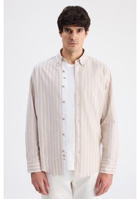 Resim D'S Damat Ds Damat Comfort Bej Çizgili Gömlek 6hc02hd10304m 