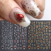 Resim 3D Altın Folyo Kalp Tırnak Sanatı Stickerları, DIY Tırnak Süslemesi için Holografik Yıldızlar ve Güneş Kaydırıcıları., DIY Manikür Aksesuarı | Kaprisli Tırnak Dekoru | Karmaşık Tırnak Tasarımları, Tırnak Aksesuarları 