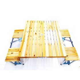 Resim Kamp Masası Katlanabilir Ahşap Alüminyum Malzeme 