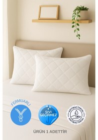 Resim 1'li Mikrofiber Sıvı Geçirmez Yastık Alezi Fermuarlı 50x70 Cm Beyaz 