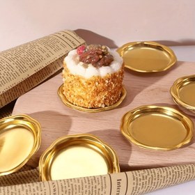 Resim 12 adet Mini Altın ve Gümüş Kek Standları, Pastane ve Pasta Sergisi için Mousse Tatlı Arabaları 