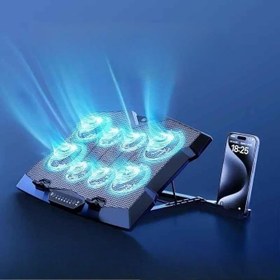 Resim TechTic Z33 Laptop Soğutucu Standı 8 Fanlı Turbo 3000RPM Sessiz RGB Soğutucu 17İnç Ayarlanabilir 