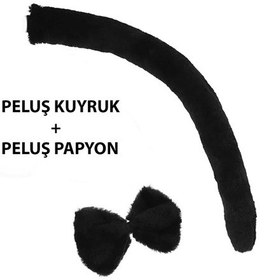 Resim Peluş Siyah Renk Kuyruk Ve Papyon Yetişkin Çuk Uyumlu - Elm-01-520602 