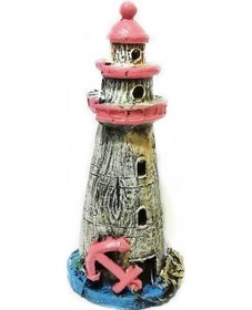 Resim Çapalı Deniz Feneri Akvaryum Dekoru 20 CM Pembe 