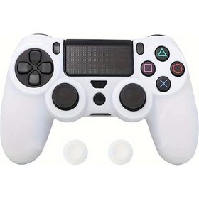 Resim Willowhaven Sony Ps4 Slim Pro Dualshock 4 Beyaz Silikon Kılıf Ve 2 Joystick Başlığı Koruyucu 