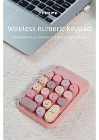 Resim Renkli Daktilo Tarzı Vintage Kablosuz Wıreless Numeric Keypad 18 Tuşlu Sayısal Klavye Numpad 
