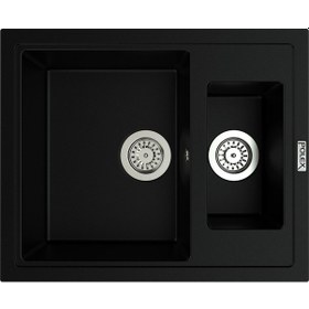 Resim Polex Cristalüx Granit Evye P-04 Siyah 1.5 Gözlü Tezgah Altı Ve Tezgah Üstü Kare Mutfak Evyesi 59.5x49 CM 