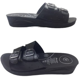 Resim Polex Kadın Siyah Çift Tokalı Ortopedik Taban Günlük Şık Terlik Siyah 