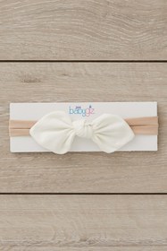 Resim Babygiz El Yapımı Yumuşak stil ince bağlamalı Doğal Pamuklu Penye 2'li Bebek Çocuk Kız Bandana Batik Beyaz 