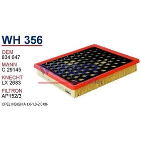 Resim WUNDER WH356 HAVA FİLTRESİ - Opel Insignia 1,6 115 BEYGİR 08- 