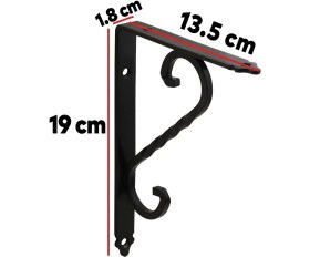 Resim Raf Altı Raf Tutucu Ayak Ferforje Siyah 135X190 mm 2 Adet 