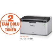 Resim BROTHER HL-1211W-2T Lazer Yazıcı, 20ppm, WiFi , 2 adet Tam Dolu Orijinal Toner ile Birlikte Orjinal ve Garantili Ürün