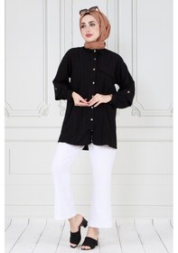 Resim Sevitli Kolu Kat Detaylı Tunik-siyah-3636-siyah Siyah 