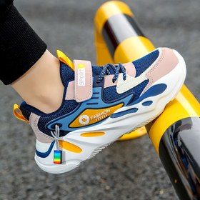 Resim Erkek Çocuklar İçin Nefes Alabilen Koşu Ayakkabıları - Şık Renk Blok Tasarımı ile "MODA" Baskısı, Hafif EVA Taban, Rahat Kumaş Üst Kısım ile Casual Giyim ve Spor için Uygun 