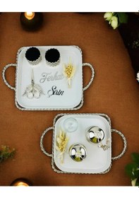 Resim Spark Gümüş Söz Tepsisi Ve Damat Kahve Fincanı Beyaz Beyaz 