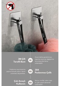 Resim Zift Unique 4 Adet Paslanmaz Çelik Krom Banyo/Bornoz/Havlu Askısı Krom 