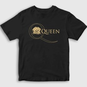 Resim Presmono Unisex Çocuk Siyah Gold Logo Queen T-Shirt 