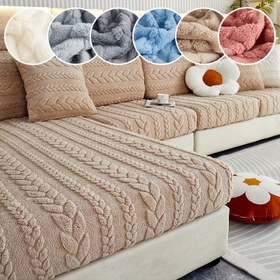 Resim 1 Adet Peluş Jakarlı Koltuk Kılıfı - Kış Sıcaklığı, Kalın Polar Koltuk Koruyucu Bej, Gri, Mavi, Pembe Renklerde - Kaymaz, Tek Kişilikten Dört Kişilik Koltuklara Uygun - Oturma Odası ve Yatak Odası Dekoru için Makinede Yıkanabilir, Koltuk Kılıfları 