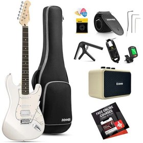 Resim Donner DST-152 Full-Size ST Elektro Gitar Seti (Beyaz) 